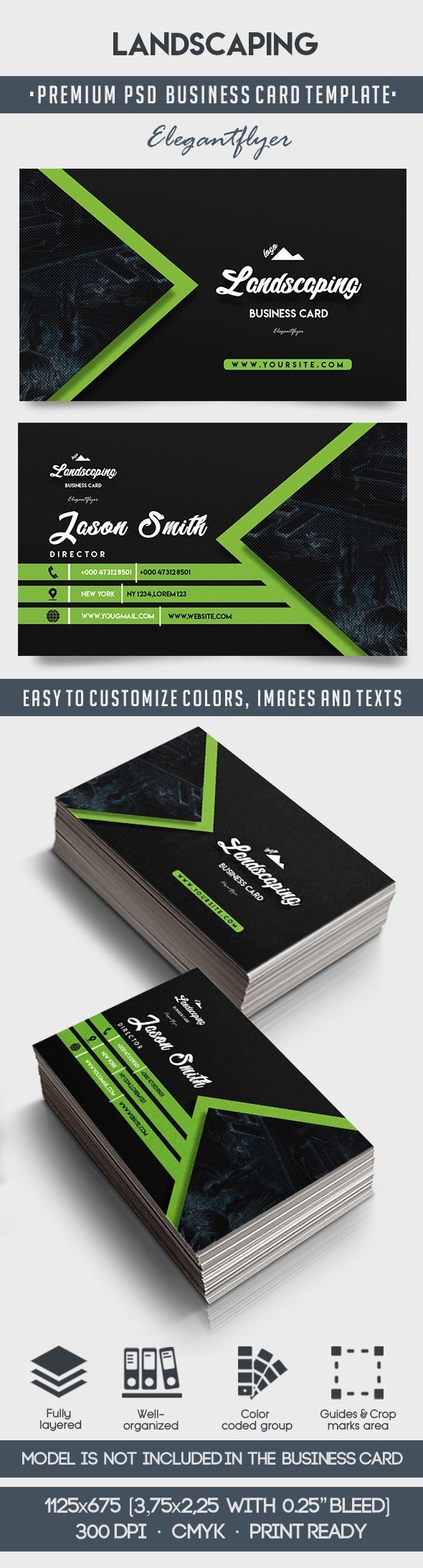 Landscaping – Business Card Templates Psd | By Elegantflyer For Landscaping Business Card Template