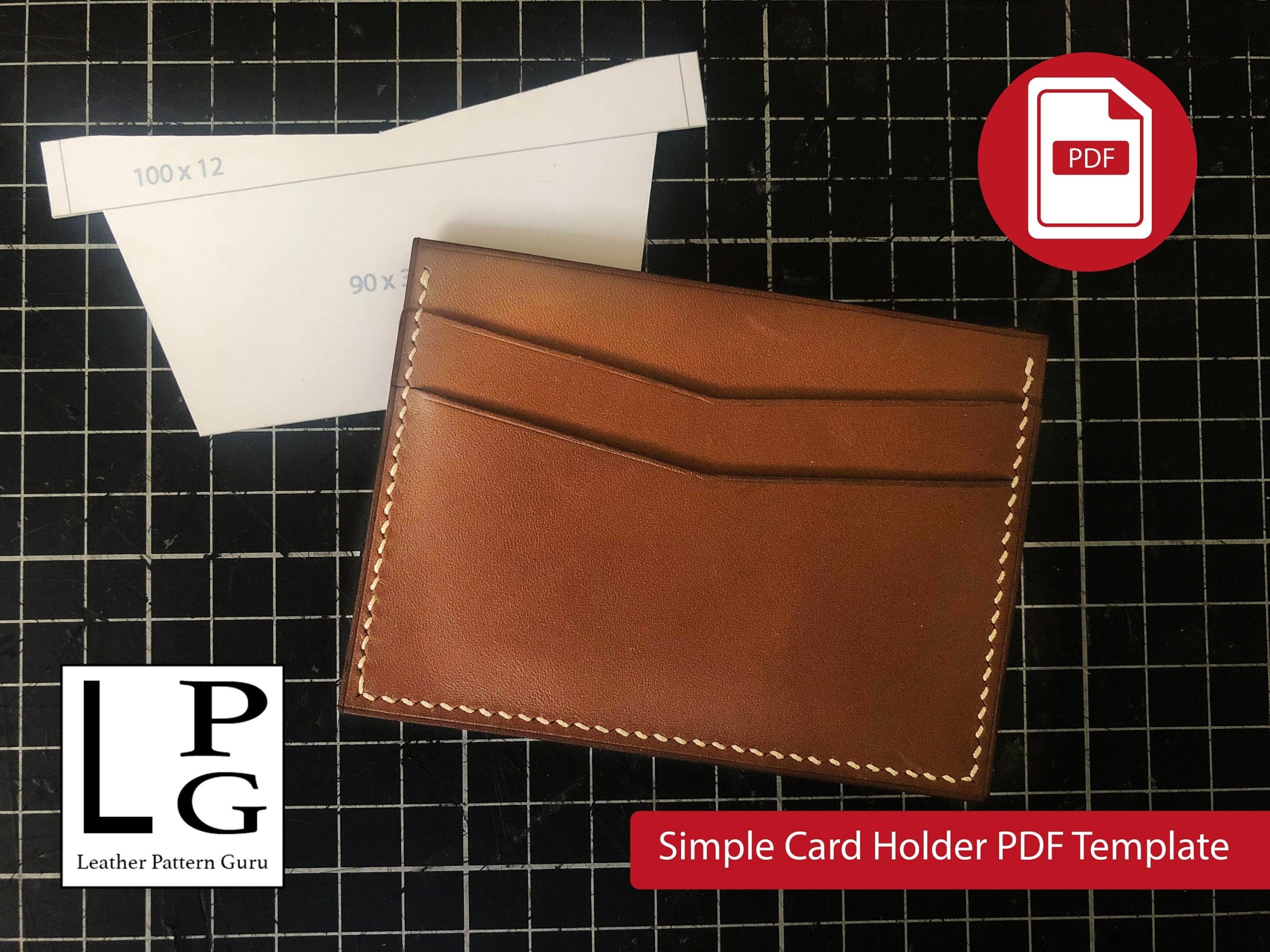 Leather Card Holder Template / Pattern Pdf 5 Card Slots | Etsy For Card Stand Template