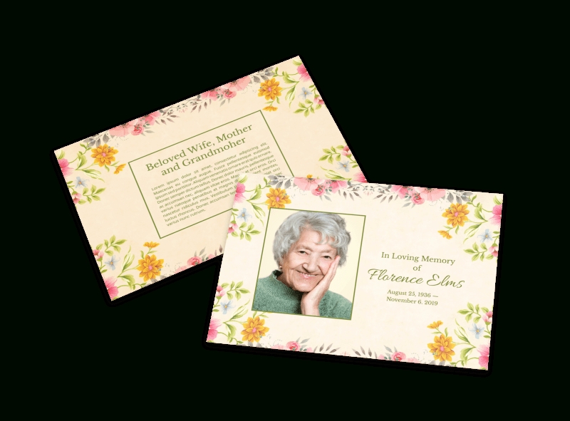Loving Memory Flower Card Template Mycreativeshop With In Memory Cards Templates