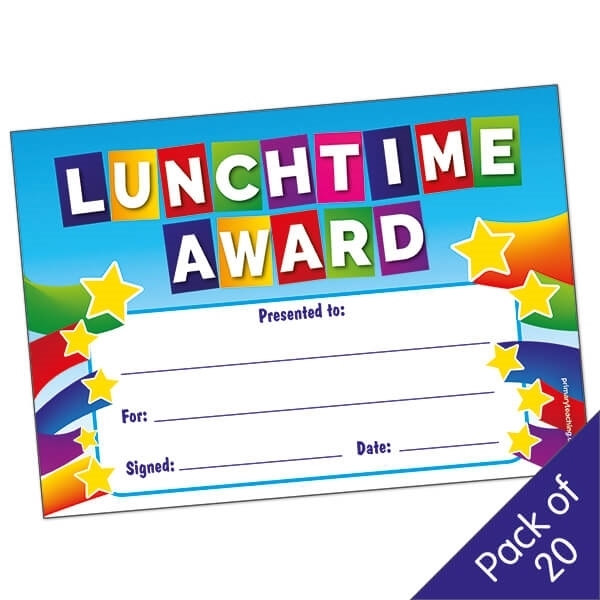 Lunchtime Award Certificates | X 20 | A5 | Dinnertime Rewards Inside Dinner Certificate Template Free