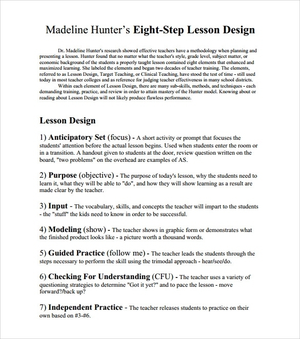 Madeline Hunter Lesson Plan Blank Template In Madeline Hunter Lesson Plan Blank Template