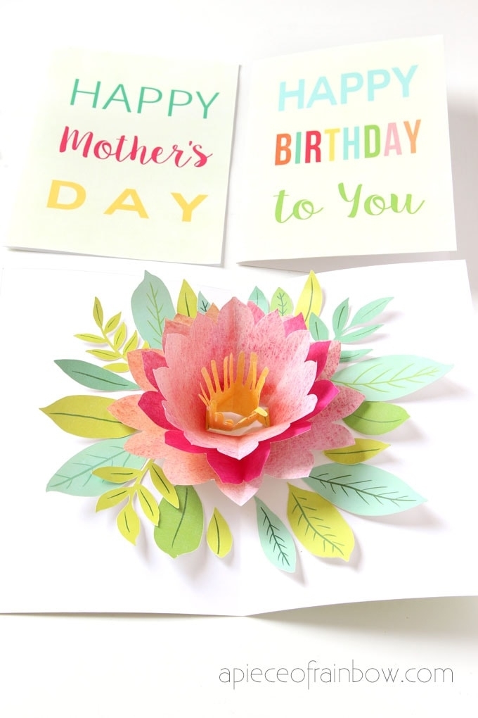 Make A Birthday Card With Pop Up Watercolor Flower {Free Designs} - A Pertaining To Happy Birthday Pop Up Card Free Template