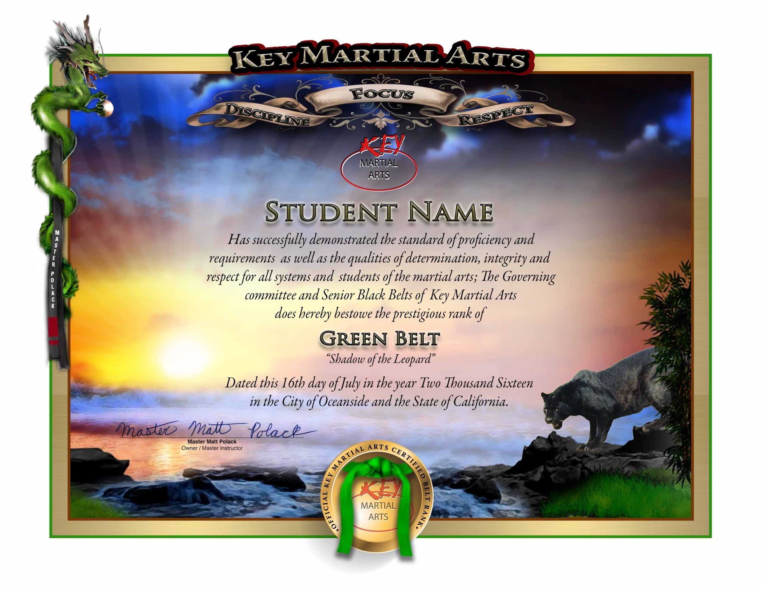 Make An Impact On Your Martial Arts Students With Awards, Certificates For Green Belt Certificate Template