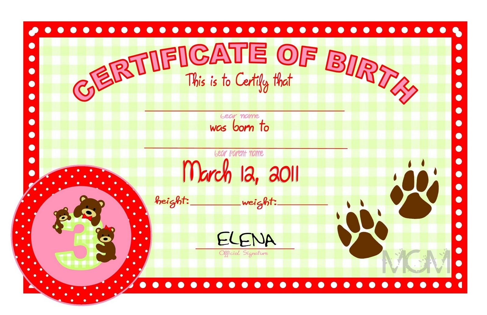 Mallard Cove Mommy: March 2011 With Regard To Build A Bear Birth Certificate Template