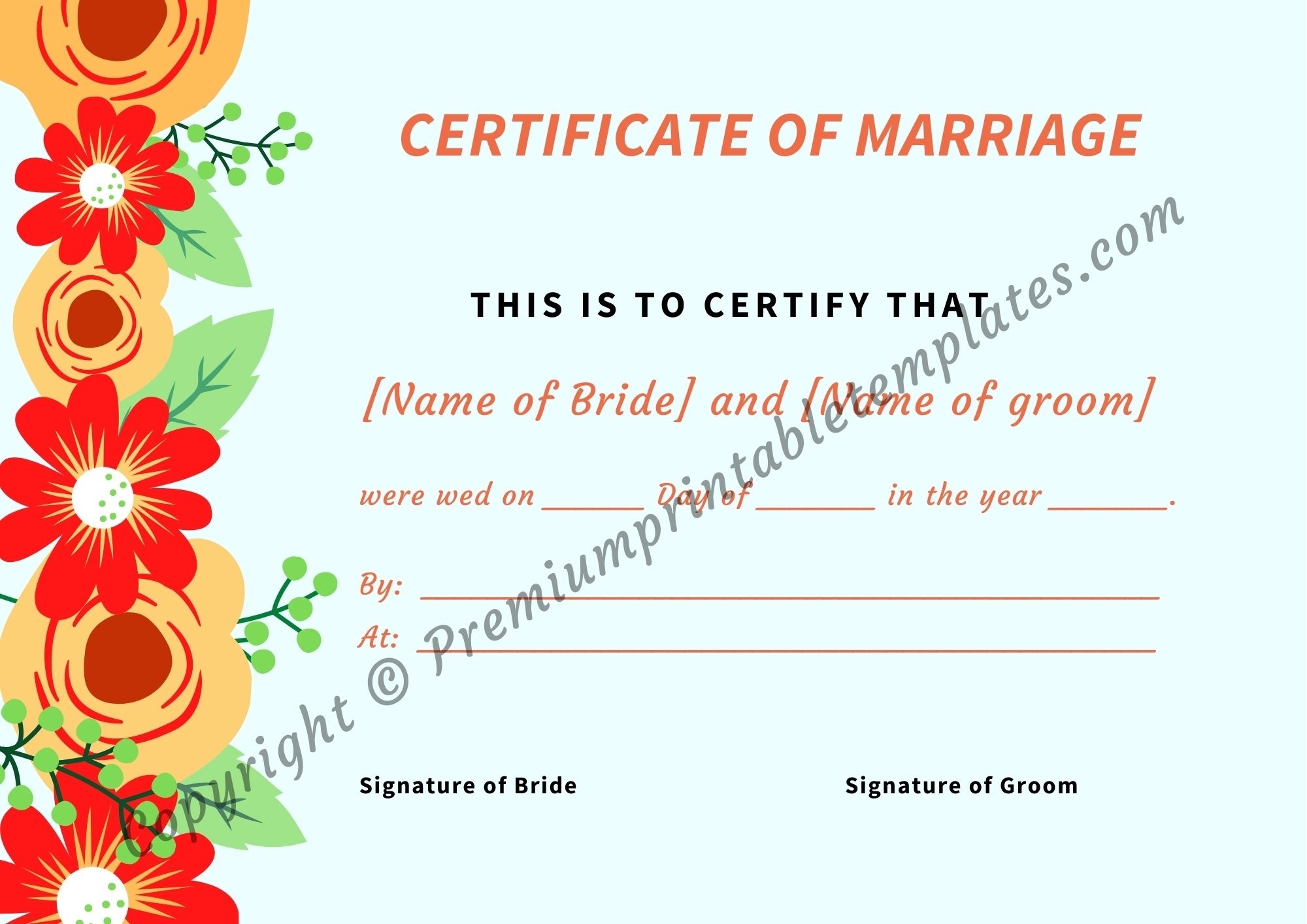 Marriage Certificate Printable Template Pdf & Editable Word [Pack Of 5] Regarding Certificate Of Marriage Template