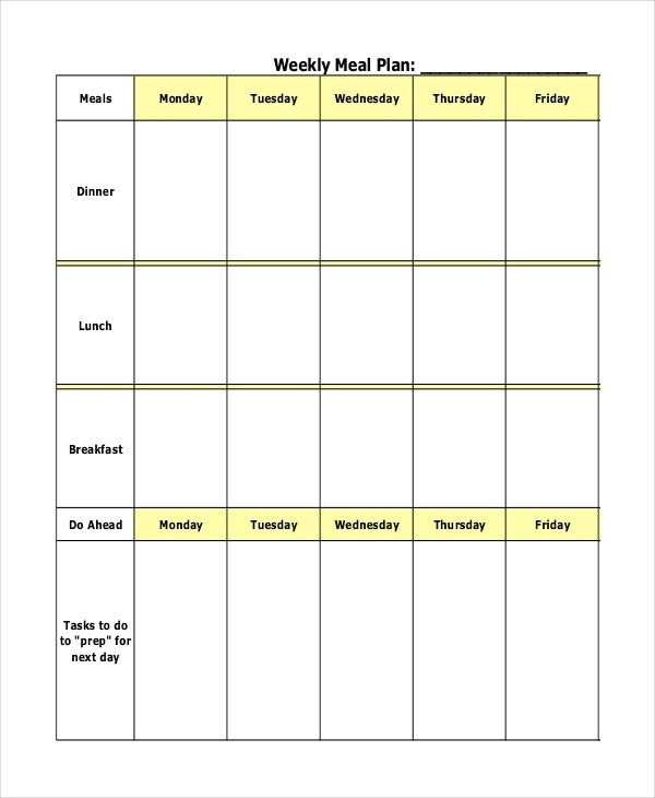 Meal Plan Templates | 21+ Free Word, Excel & Pdf Formats, Samples Pertaining To Weekly Meal Planner Template Word