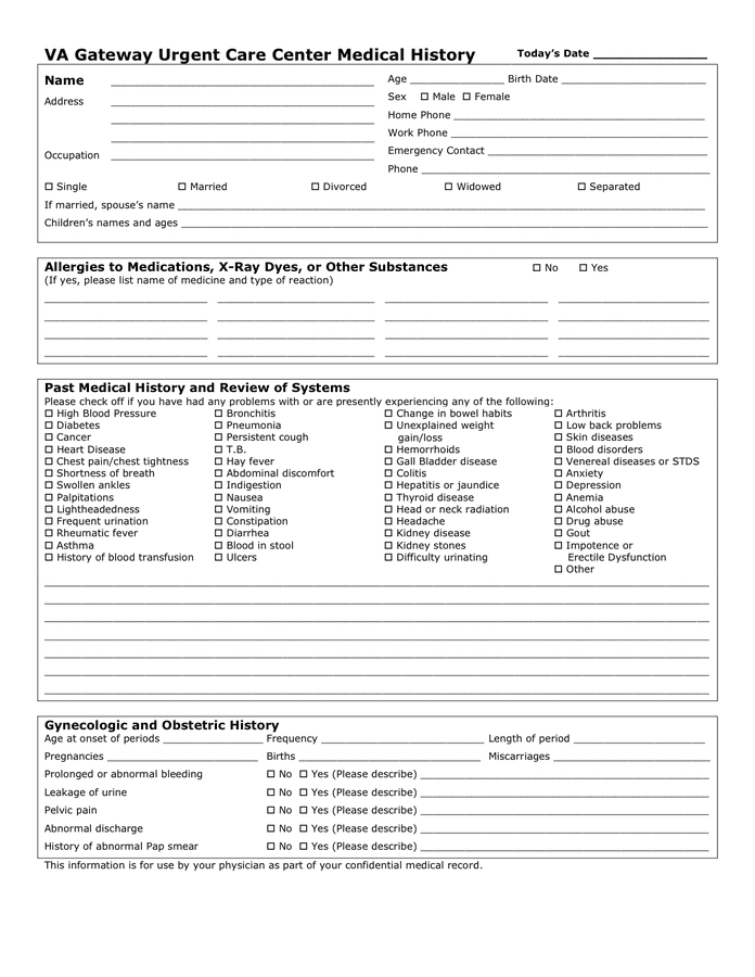 Medical History Form – Download Free Documents For Pdf, Word And Excel For History And Physical Template Word