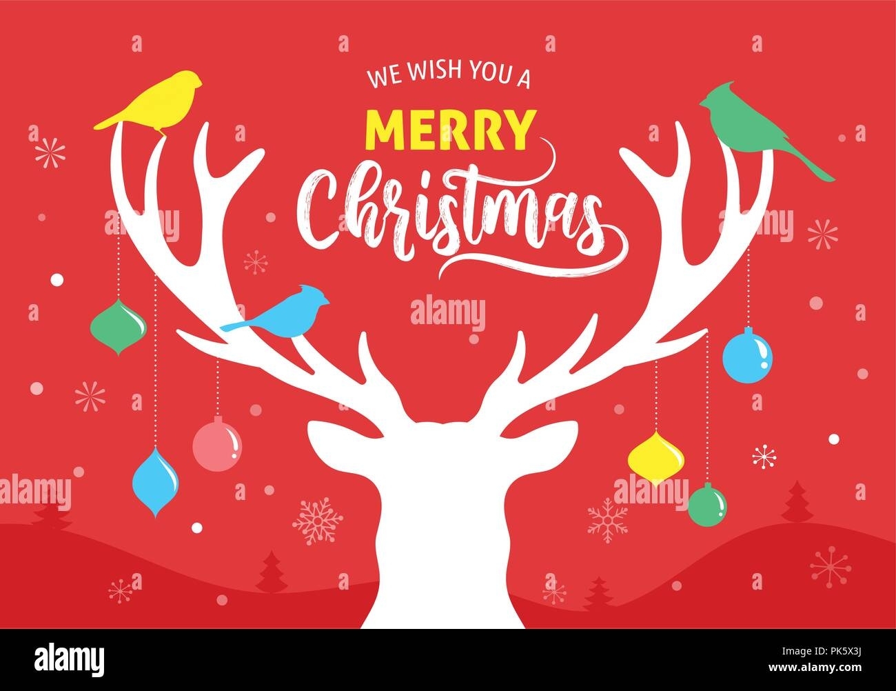 Merry Christmas Banner, Xmas Template Background With Deer Silhouette Throughout Merry Christmas Banner Template