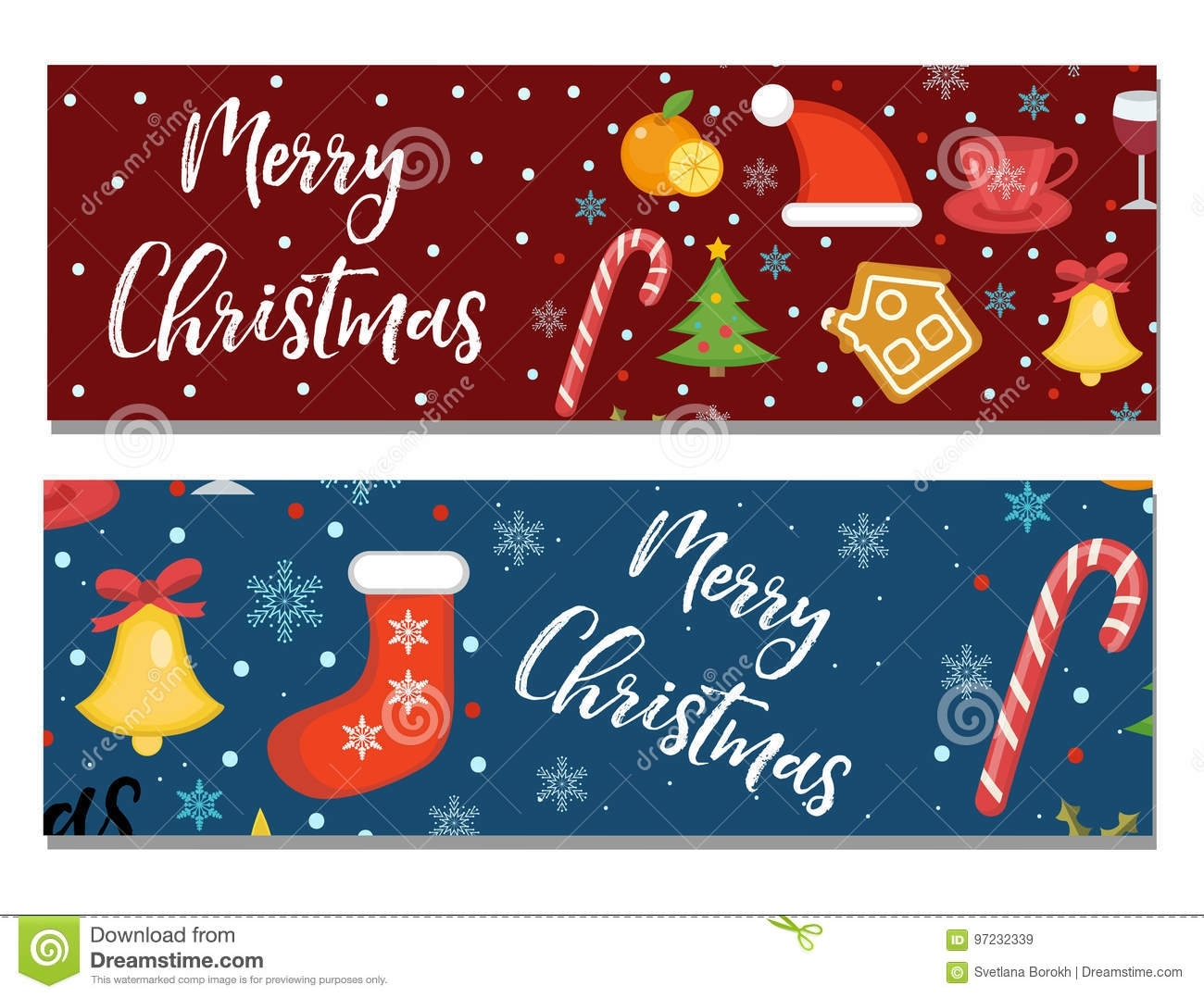Merry Christmas Set Of Banners, Template With Space For Text For Your for Merry Christmas Banner Template