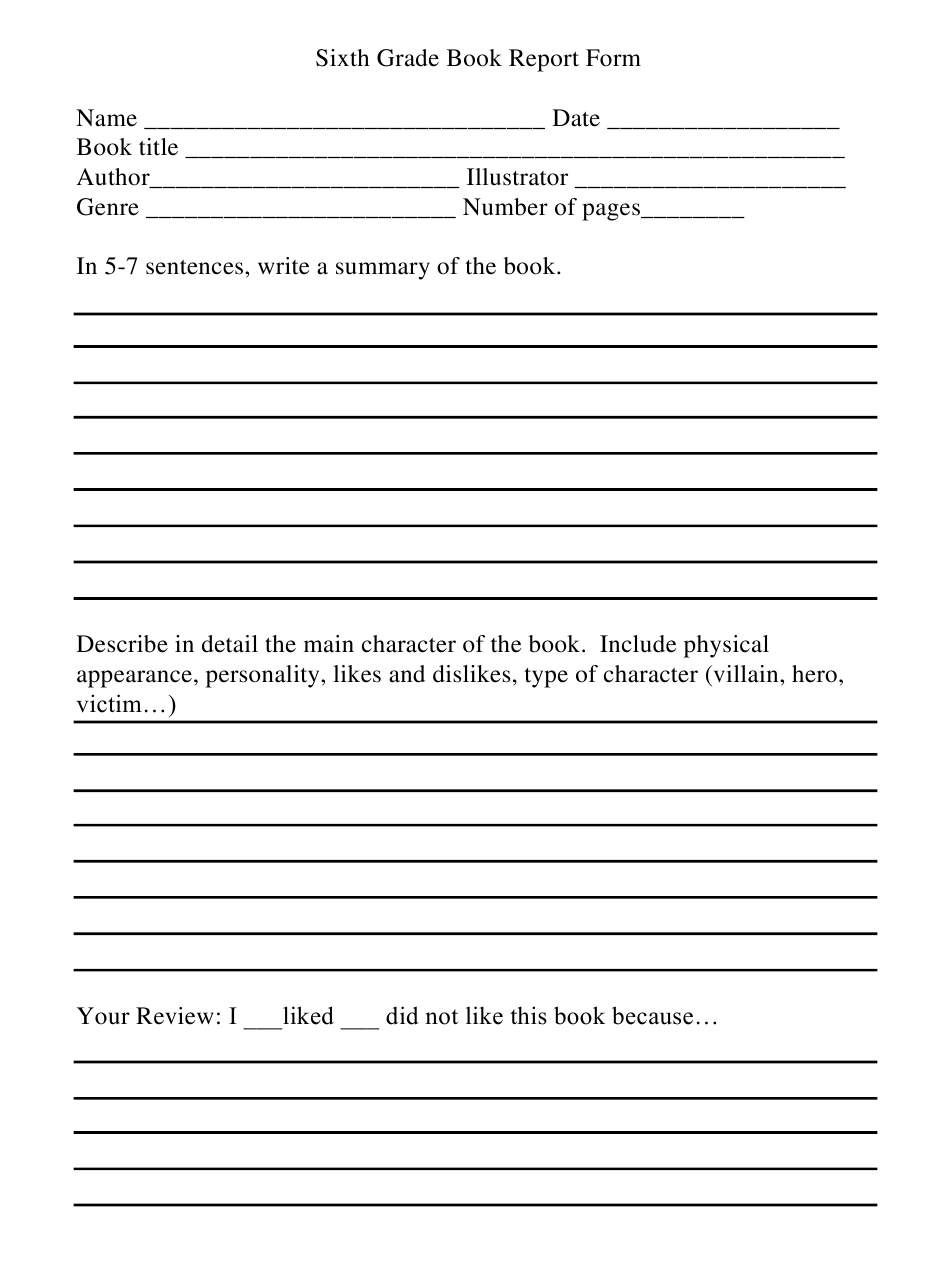 Middle School Book Report Template With Regard To Book Report Template Middle School