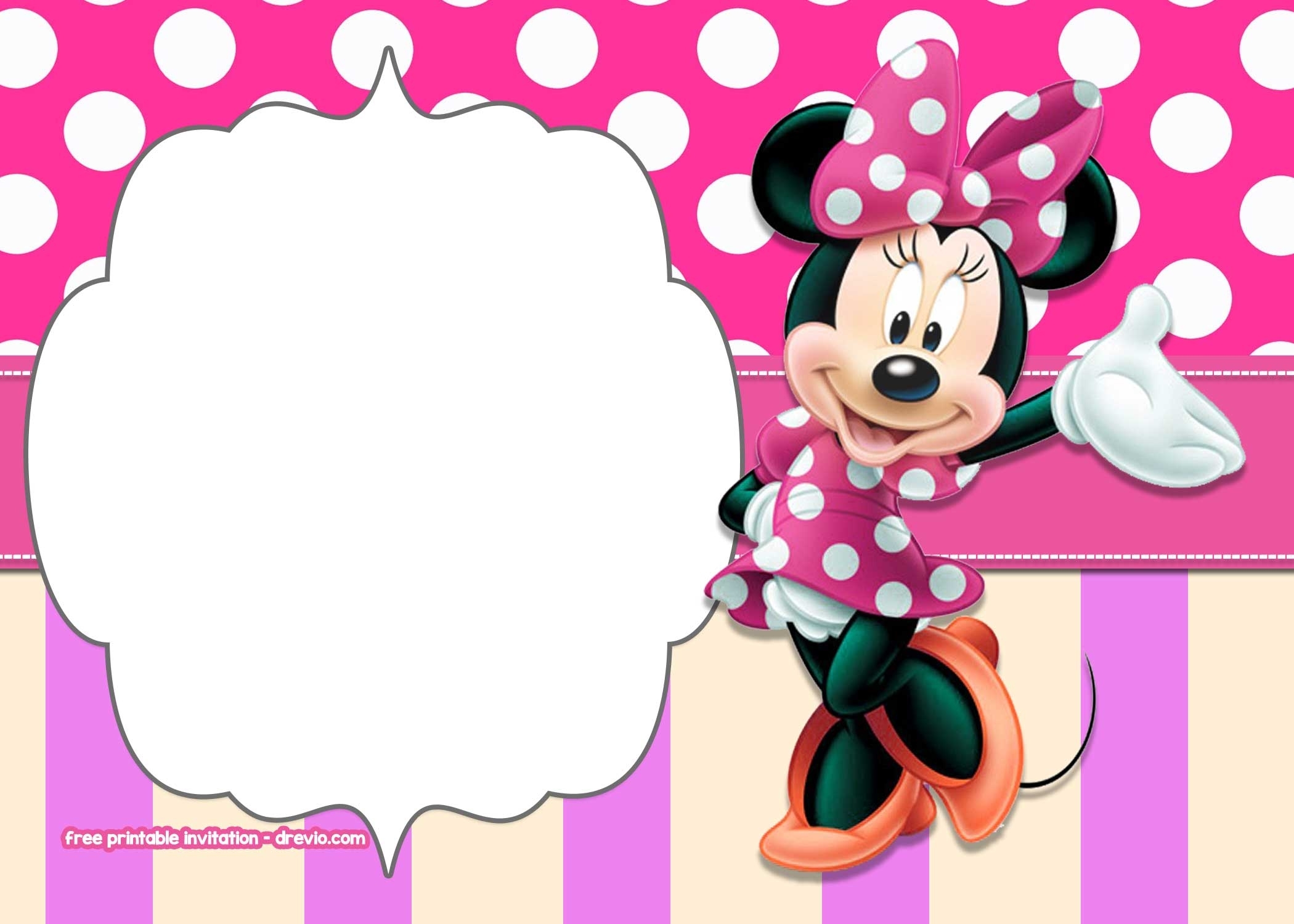 Minnie Mouse Polkadot Free Printable Invitation Templates | Free With Regard To Minnie Mouse Card Templates