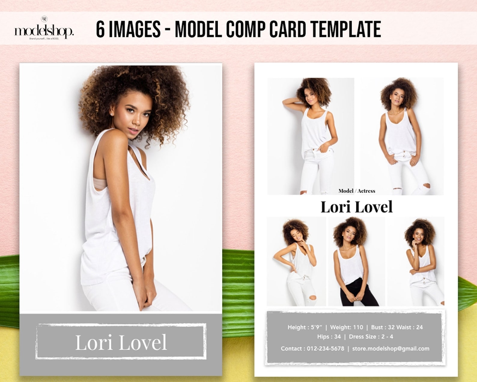 Modeling Comp Card 6 Image Model Comp Card Template Actor | Etsy pertaining to Comp Card Template Download