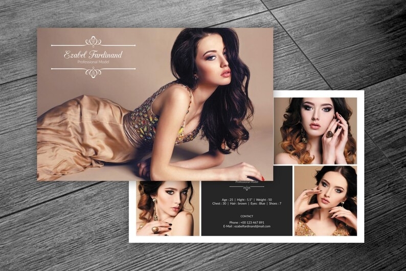Modeling Comp Card Template Fashion Model Comp Card | Etsy Intended For Comp Card Template Download