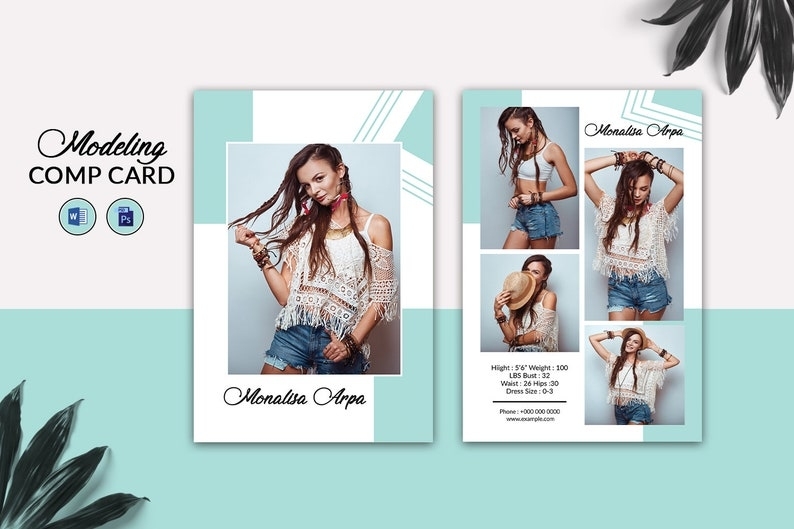 Modeling Comp Card Template Fashion Model Comp Card Modeling – Etsy With Regard To Free Model Comp Card Template