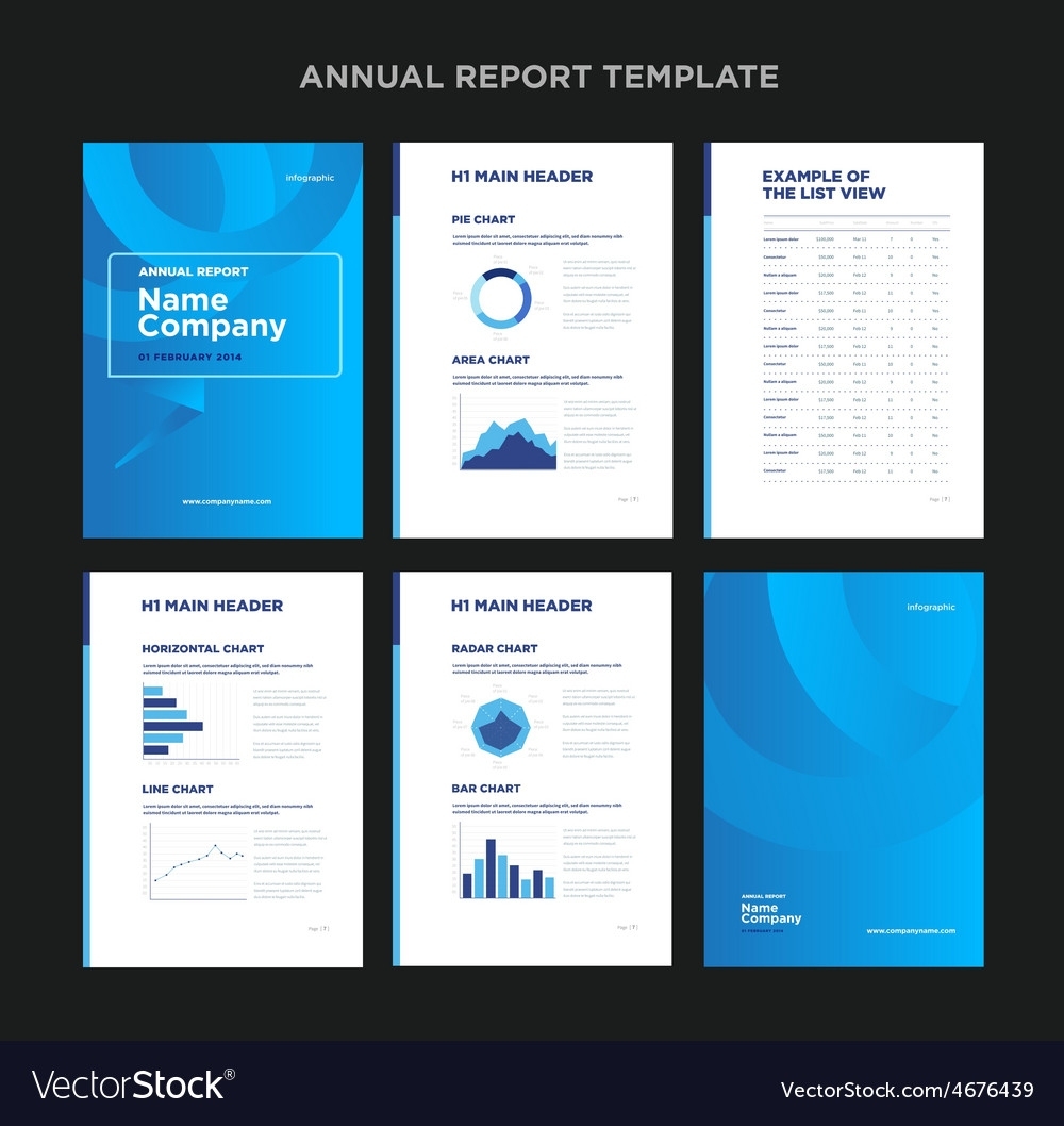 Modern Annual Report Template With Cover Design Vector Image In Report Specification Template