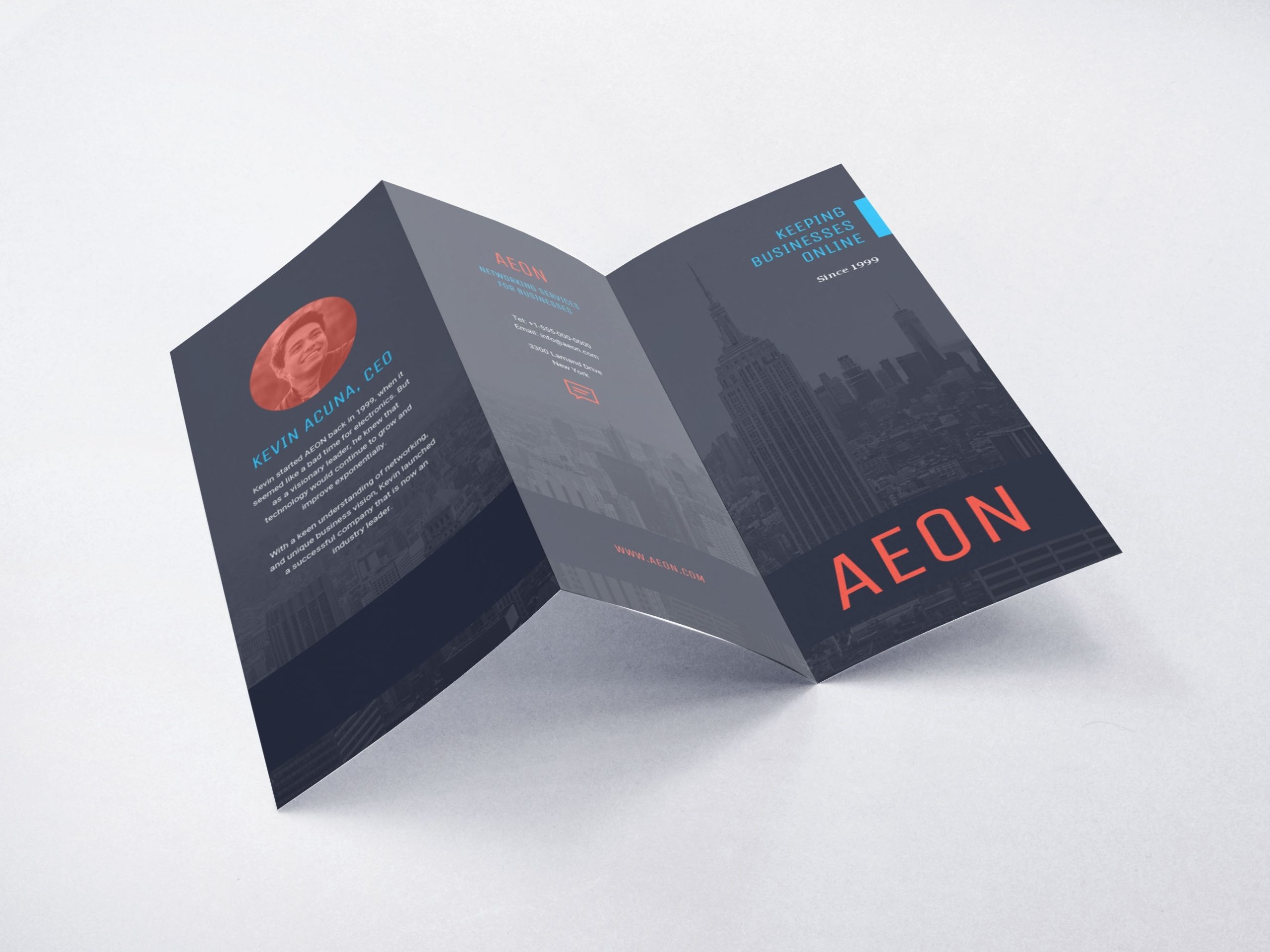 Modern Blue Tech Trifold Brochure Idea – Venngage Brochure Examples Intended For Technical Brochure Template