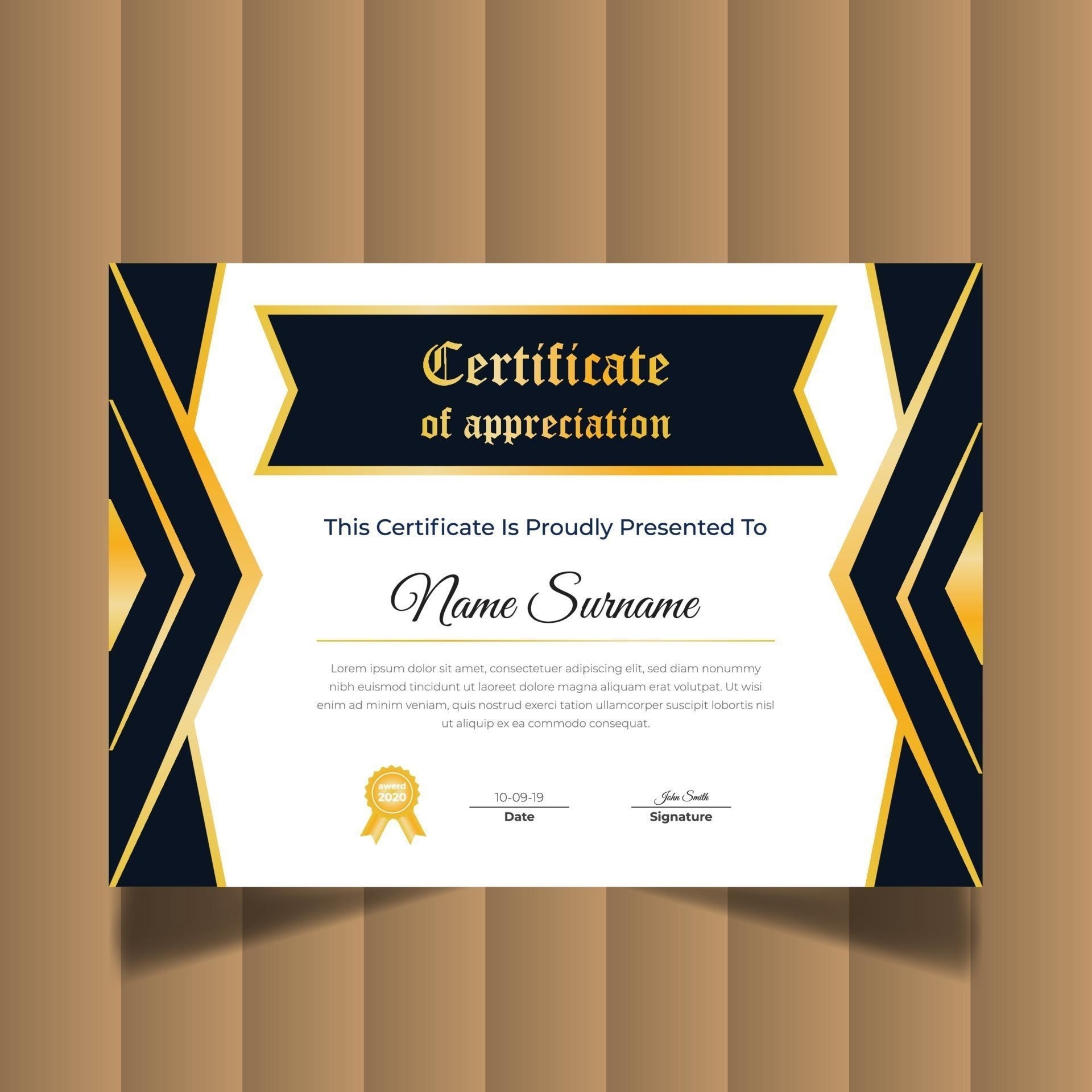 Modern Creative Certificate Of Appreciation. Certificate Design Inside Design A Certificate Template