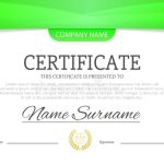 Modern Green Color Certificate Or Diploma A4 Horisontal Template Design With Mock Certificate Template