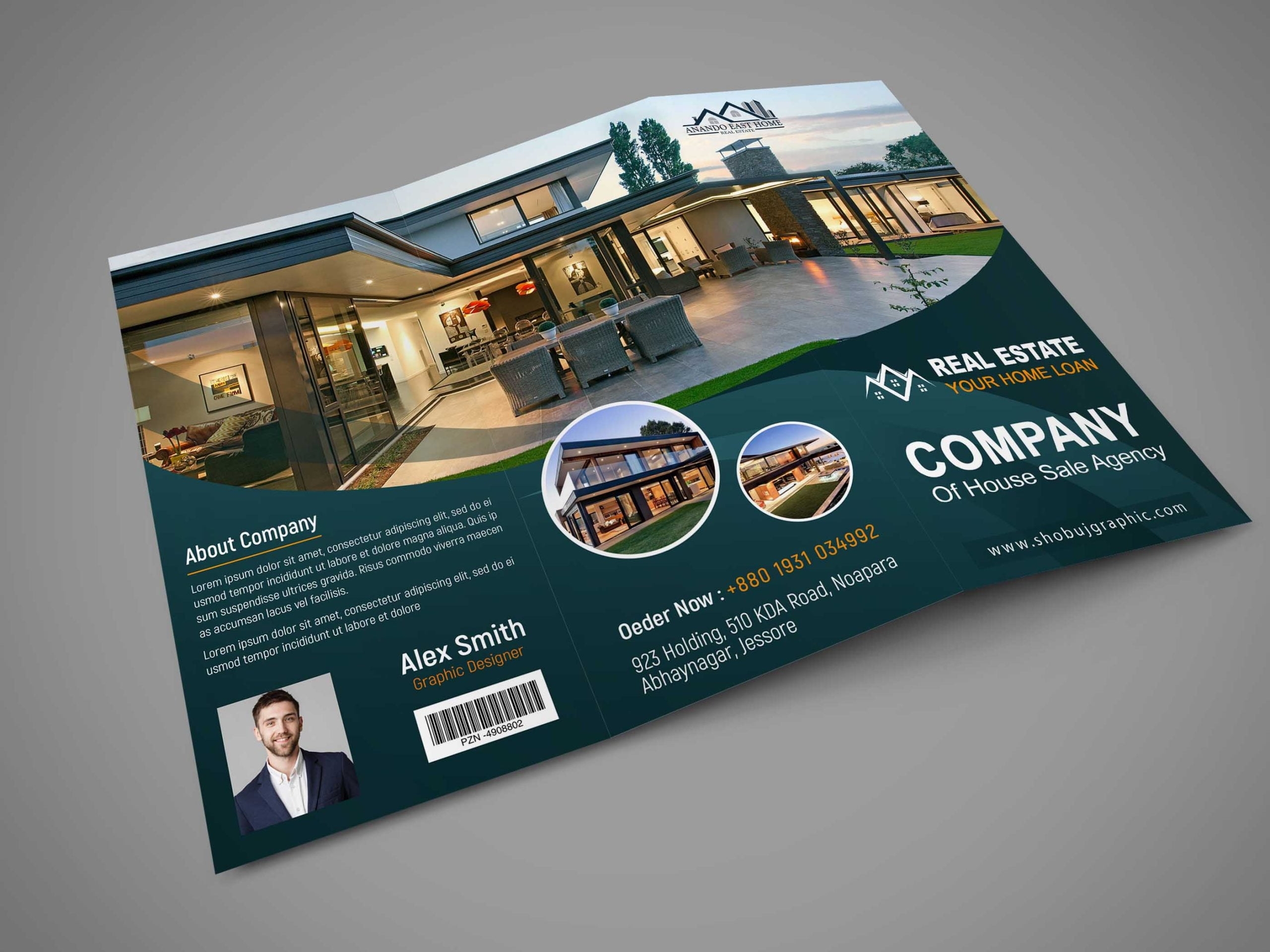 Modern Real Estate Tri Fold Brochure Design Template Free Psd Pertaining To Online Free Brochure Design Templates