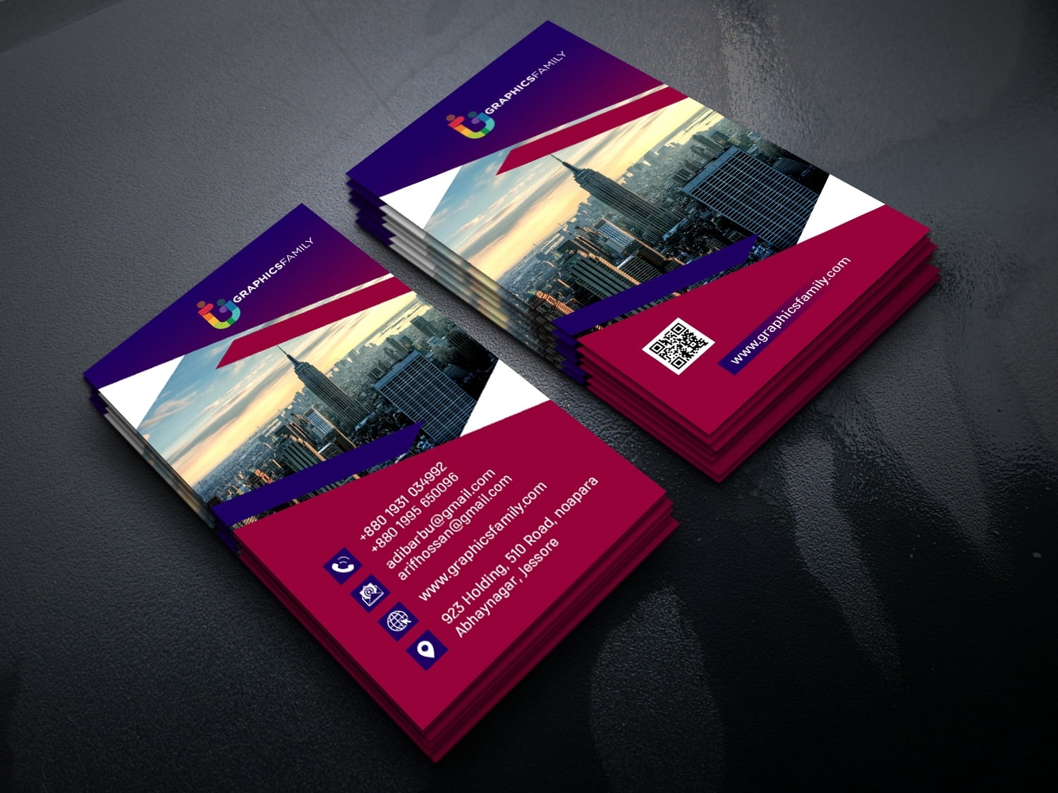 Modern Vertical Business Card Design Free Psd Template – Graphicsfamily Pertaining To Visiting Card Psd Template