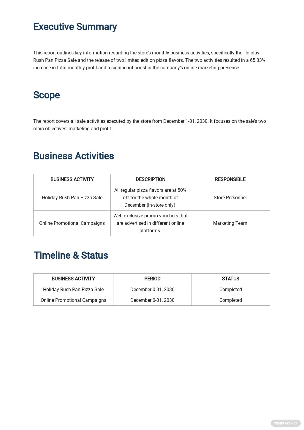 Monthly Business Report Template [Free Pdf] – Word (Doc) | Apple (Mac Inside Company Report Format Template