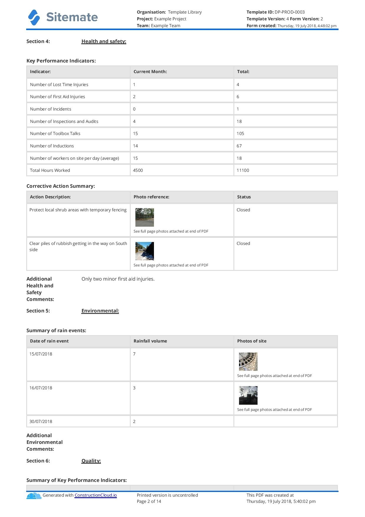 Monthly Construction Progress Report Template: Use This Template Free Pertaining To Progress Report Template For Construction Project