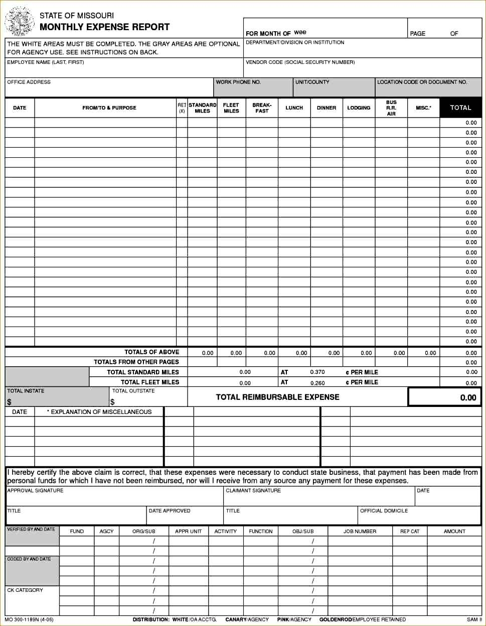 Monthly Expense Report Template Excel 1 — Excelxo Regarding Expense Report Spreadsheet Template Excel
