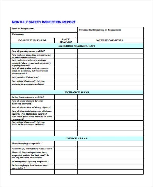 Monthly Health And Safety Report Template | Pdf Template Inside Health And Safety Incident Report Form Template