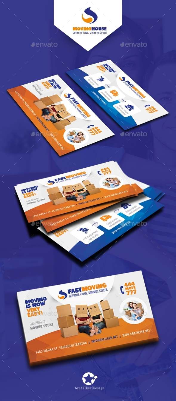 Moving House Business Card Templates By Grafilker | Graphicriver With Free Moving House Cards Templates