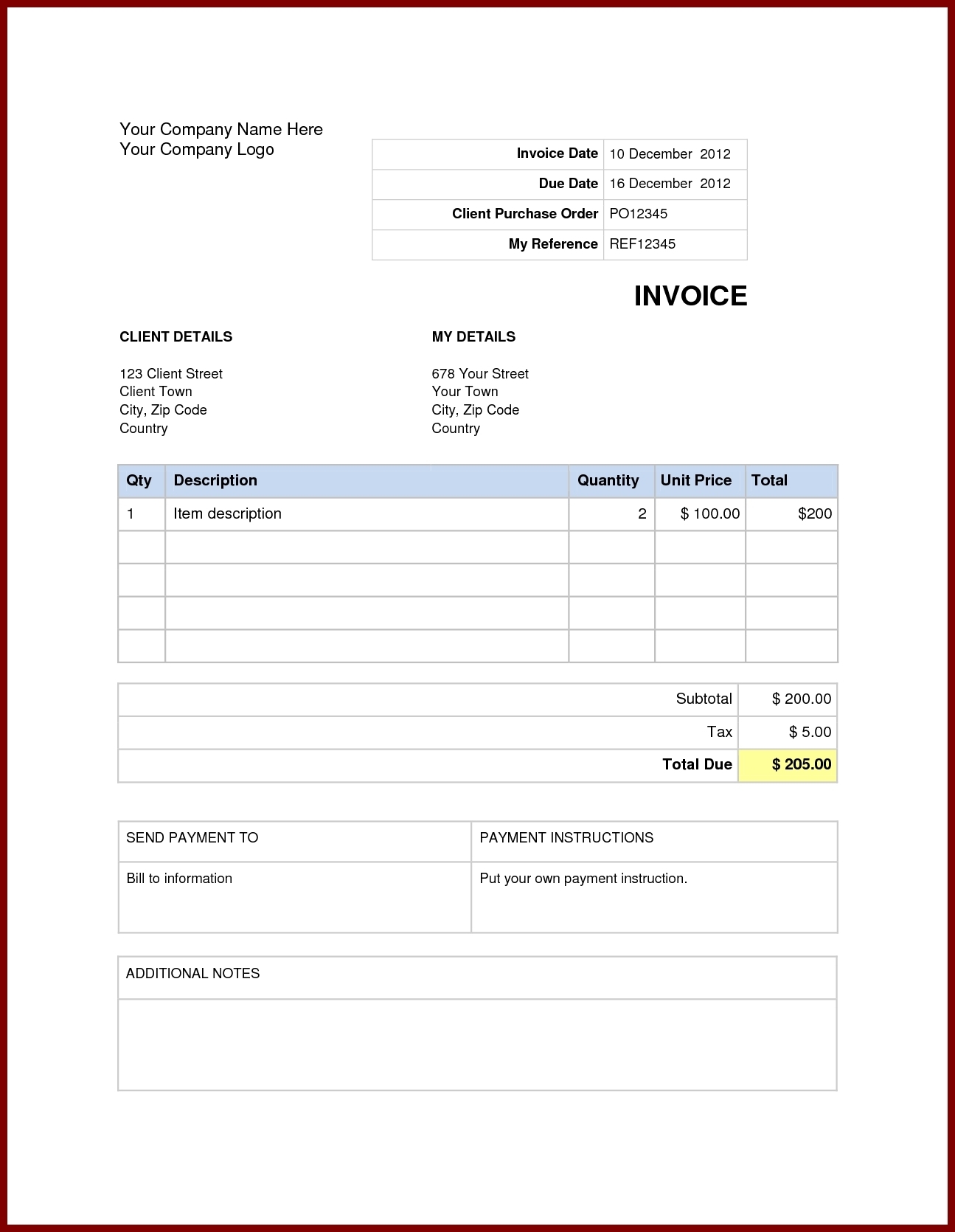 Ms Word Invoice * Invoice Template Ideas Pertaining To Free Printable Invoice Template Microsoft Word