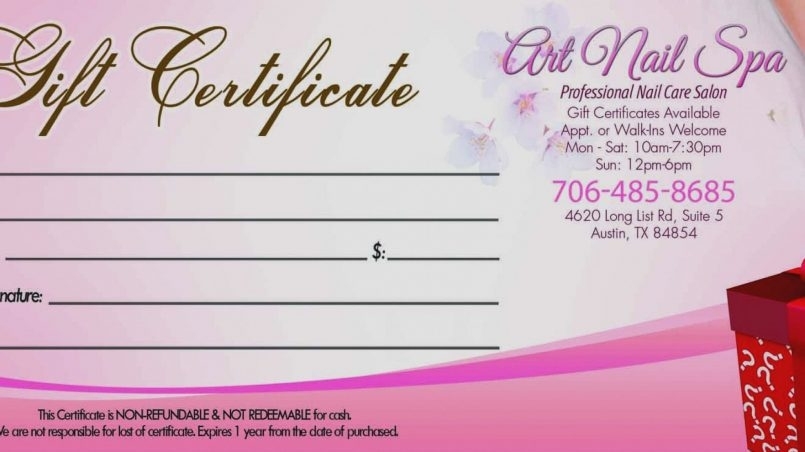 Nail Salon Gift Certificate Template | Updated On July 2021 Throughout Nail Gift Certificate Template Free