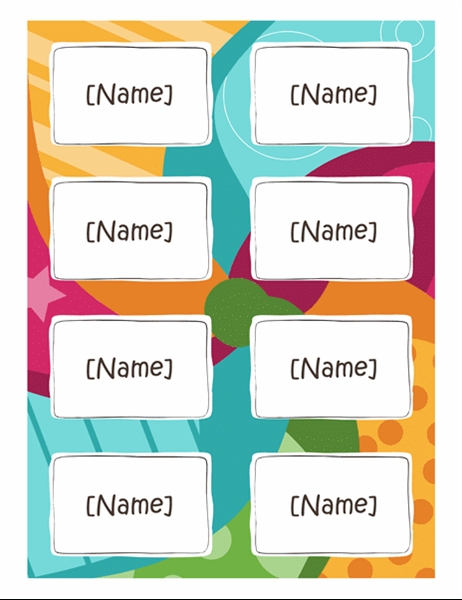 Name Badges (Bright Design, 8 Per Page, Works With Avery 5395 And Regarding Labels 8 Per Sheet Template Word
