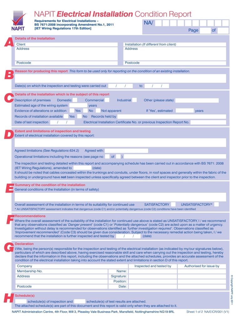 Napit Certificate No Download Needed – Fill Online, Printable, Fillable Intended For Electrical Installation Test Certificate Template