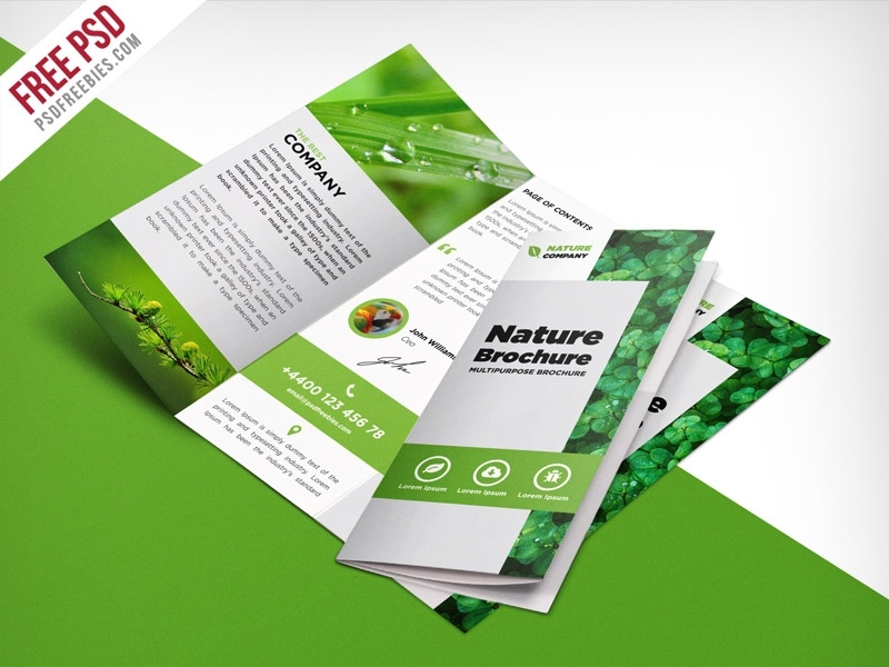 Nature Tri Fold Brochure Template Free Psd – Download Psd Regarding 3 Fold Brochure Template Psd