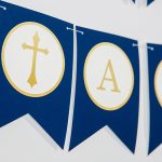 Navy And Gold First Communion Banner - God Bless Banner - Printable Studio for Free Printable First Communion Banner Templates