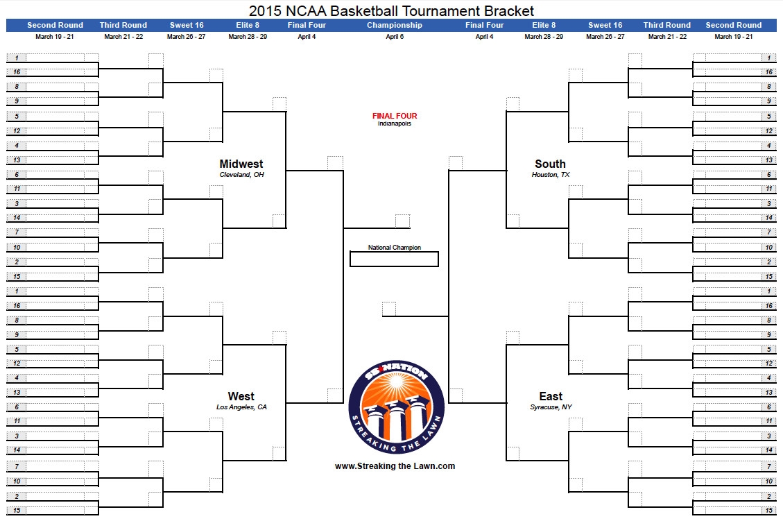Ncaa Bracket 2015: Download Your Printable March Madness Bracket Here Throughout Blank March Madness Bracket Template