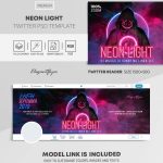Neon Light – Twitter Header Psd Template | By Elegantflyer For Twitter Banner Template Psd