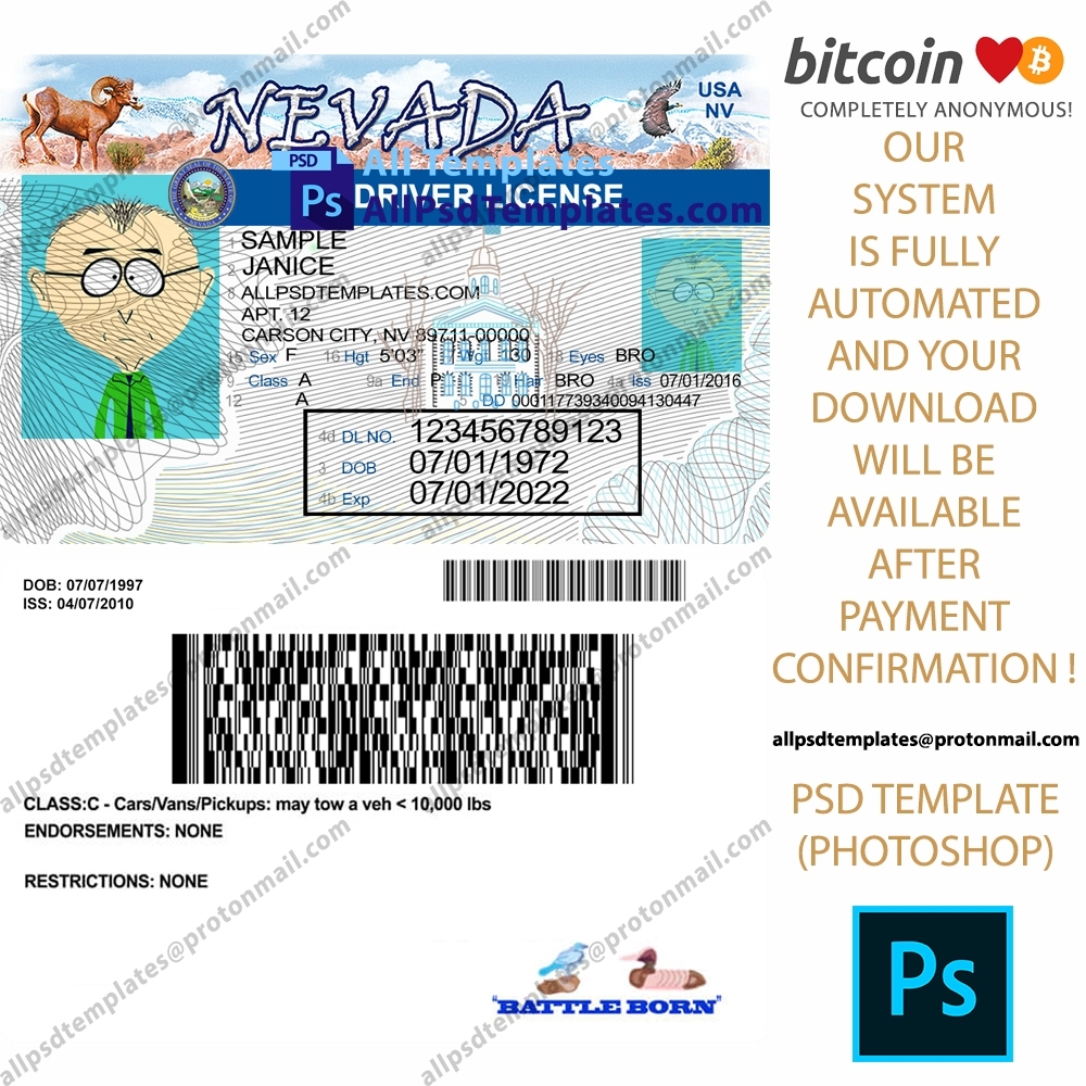 Nevada Driving License Template - All Psd Templates Throughout Blank Drivers License Template