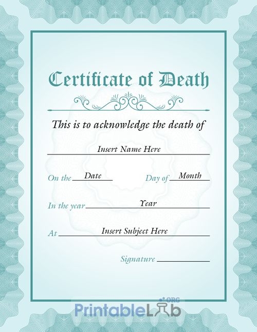 New Fake Death Certificate Template – Amazing Certificate Template Ideas With Fake Death Certificate Template