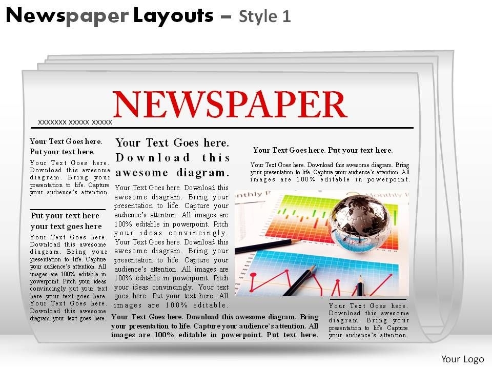 Newspaper Layouts Style 1 Powerpoint Presentation Slides | Powerpoint With Regard To Newspaper Template For Powerpoint