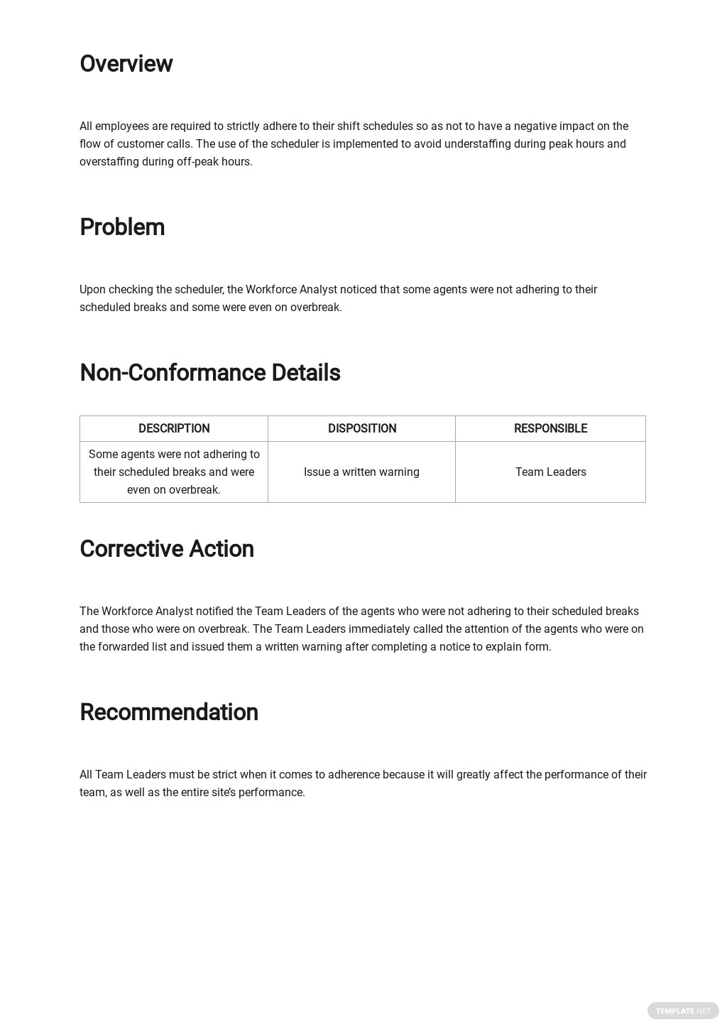 Non Conformance Report Template [Free Pdf] - Word | Apple Pages Pertaining To Quality Non Conformance Report Template