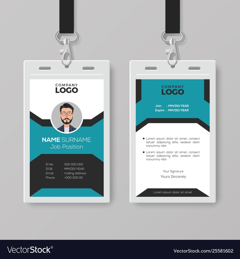 Office Staff Id Card Template – Free Download Vector Psd And Stock Image For Template For Id Card Free Download