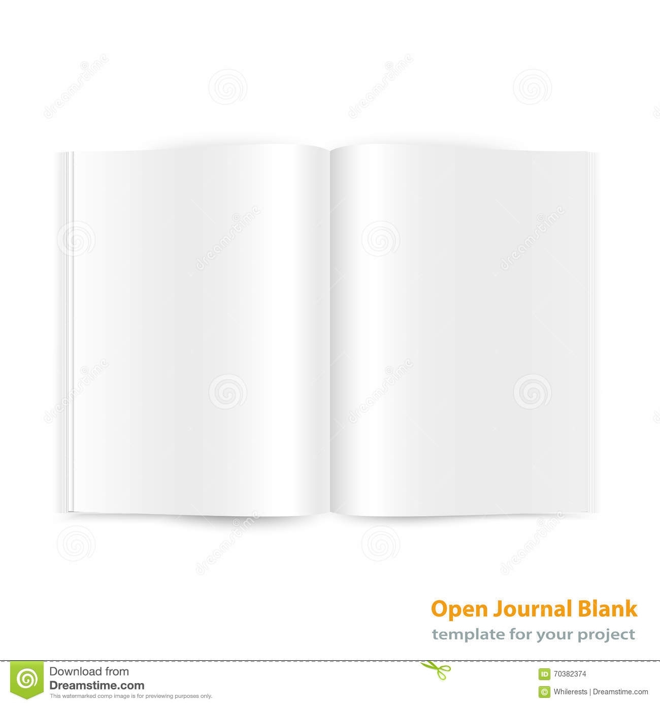 Open Magazine Double Page Spread With Blank Pages. Stock Vector For Blank Magazine Spread Template