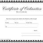 Ordination Certificate Template – Call To The Ministry Of The Gospel Throughout Ordination Certificate Templates
