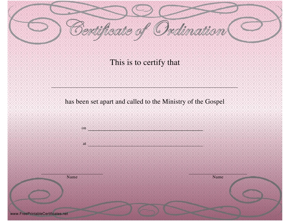 Ordination Certificate Template Download Printable Pdf | Templateroller With Certificate Of Ordination Template