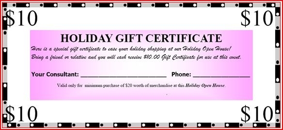 Ottawa Skin Care  : Holiday Open House With Mary Kay Gift Certificate Template