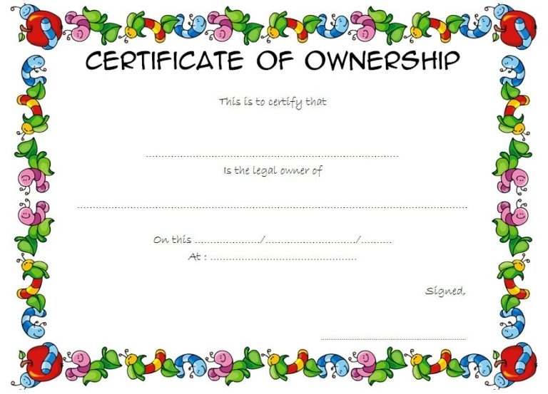 Ownership Certificate Templates Editable [10+ Official Designs] Inside Certificate Of Ownership Template