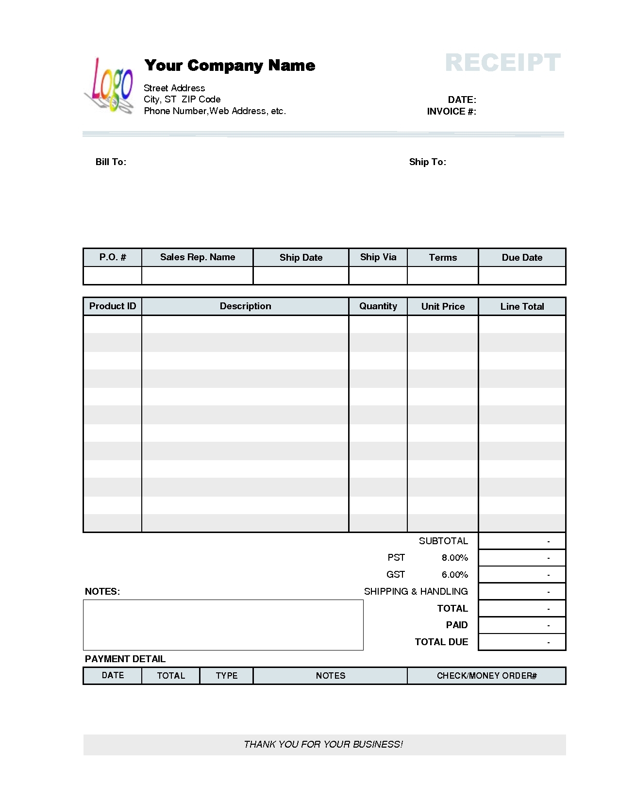 Paid Invoice Receipt Template * Invoice Template Ideas Within Free Printable Invoice Template Microsoft Word