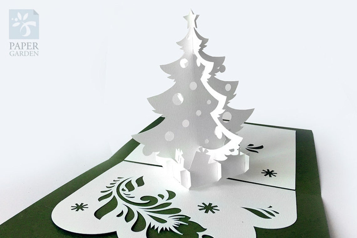 Papercut Template Pop Up Card Christmas Tree Instant | Etsy Within Pop Up Tree Card Template