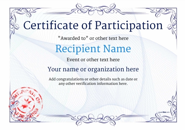 Participation Certificate Templates - Free, Printable, Add Badges & Medals. Throughout Certificate Of Participation Template Ppt